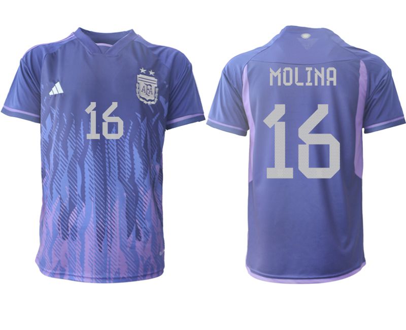 Men 2022 World Cup National Team Argentina away aaa version purple #16 Soccer Jersey->->Soccer Country Jersey